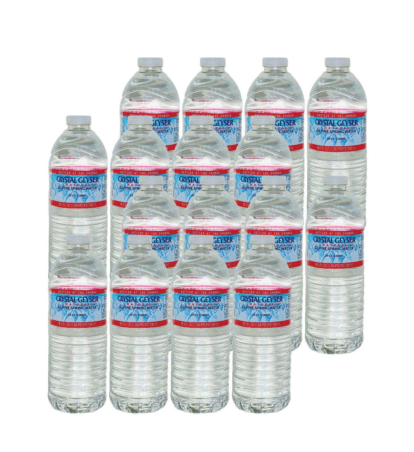 Crystal Geyser Natural Alpine Spring Water- 16.9 Fl oz (500mL) (16 Bottles)