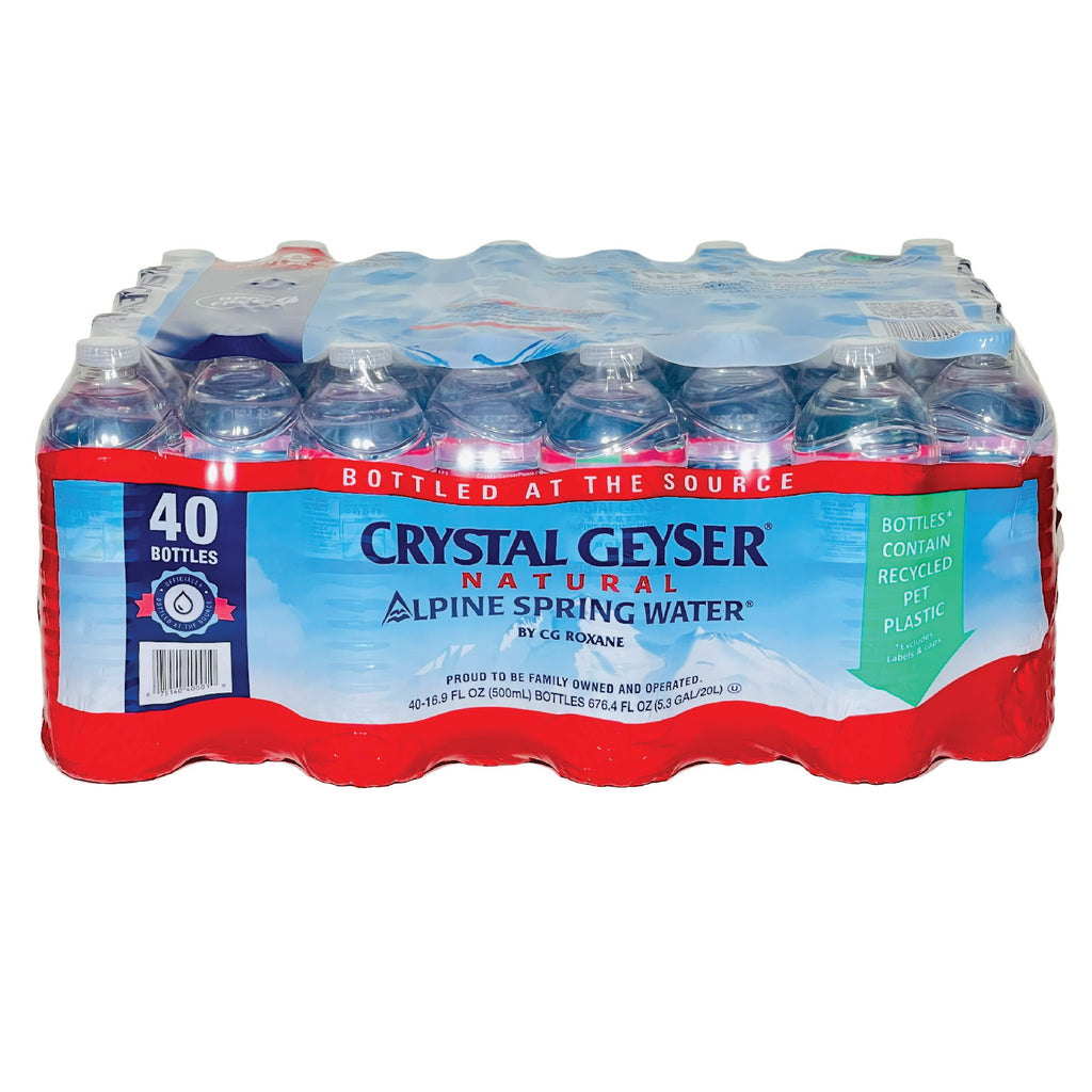 Crystal Geyser Natural Alpine Spring Water- 16.9 Fl oz (500mL) (40 Bottles)