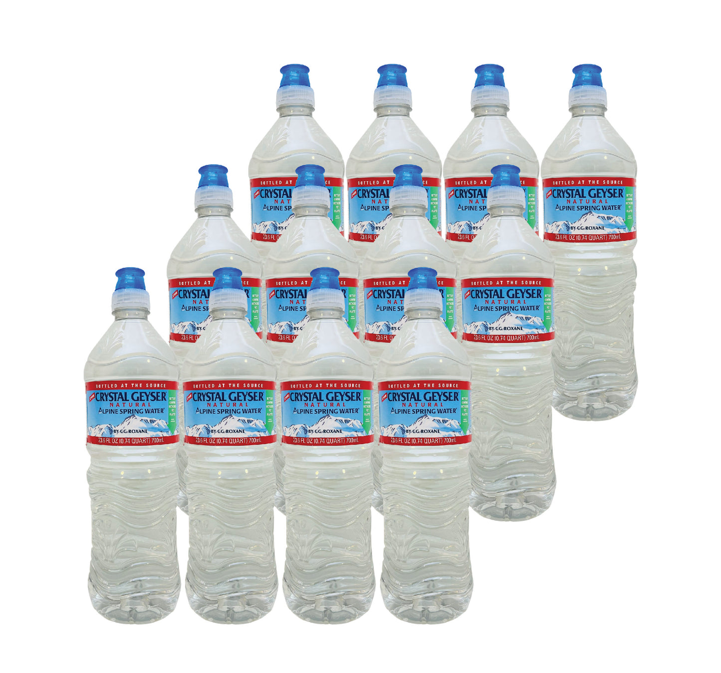 Crystal Geyser Natural Alpine Spring Water- 23.6 Fl oz (700mL) (12 Bottles)