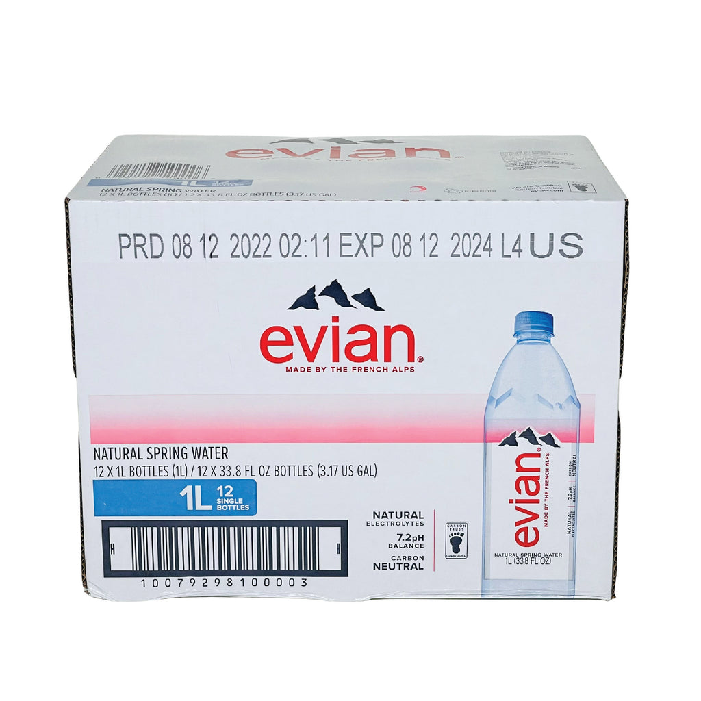 Evian Natural Spring Water- 1L (33.8 Fl oz) (12 Bottles)