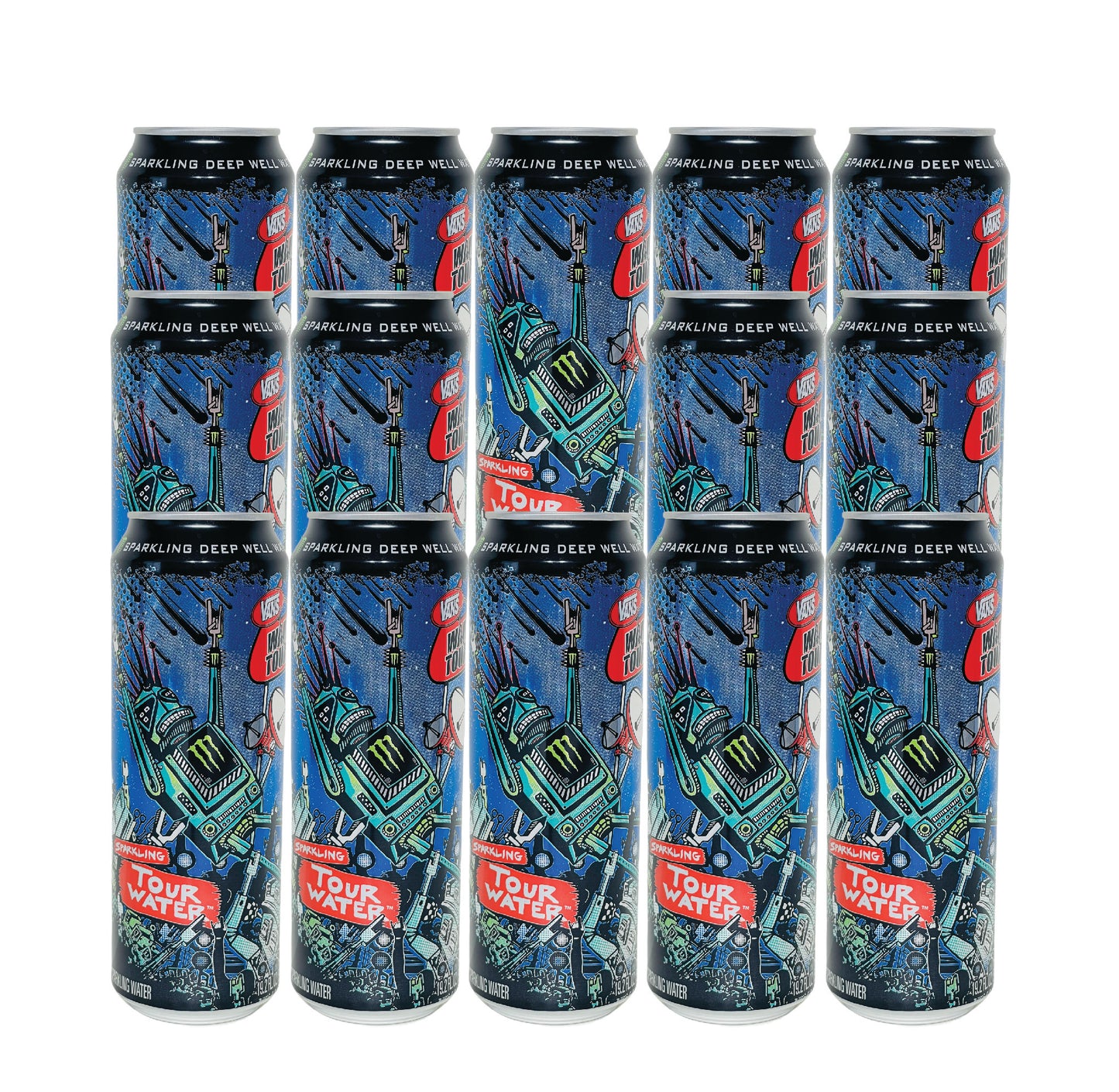 Monster Tour Water- Sparkling Water 19.2 Fl oz (568mL) (14 Cans)