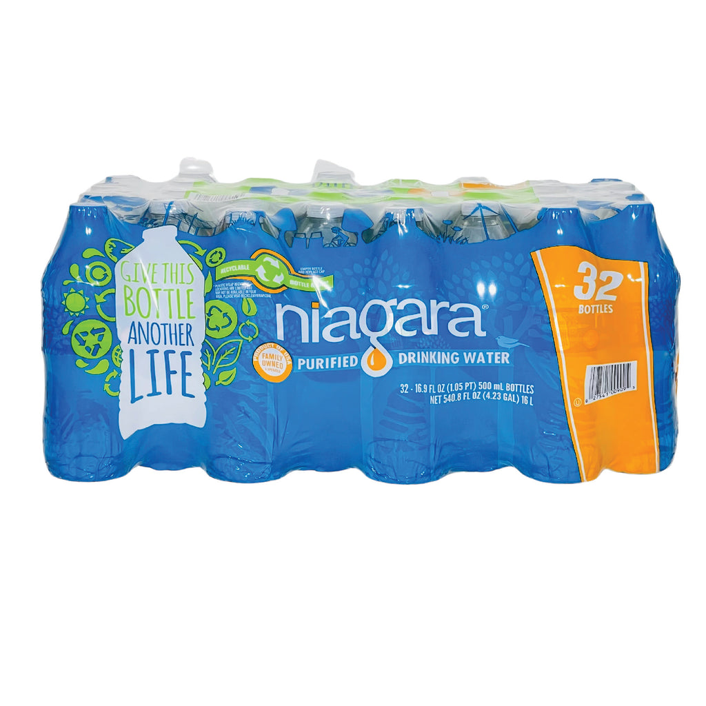 Niagara Purified Drinking Water- 16.9 Fl oz (500mL) (32 Bottles)