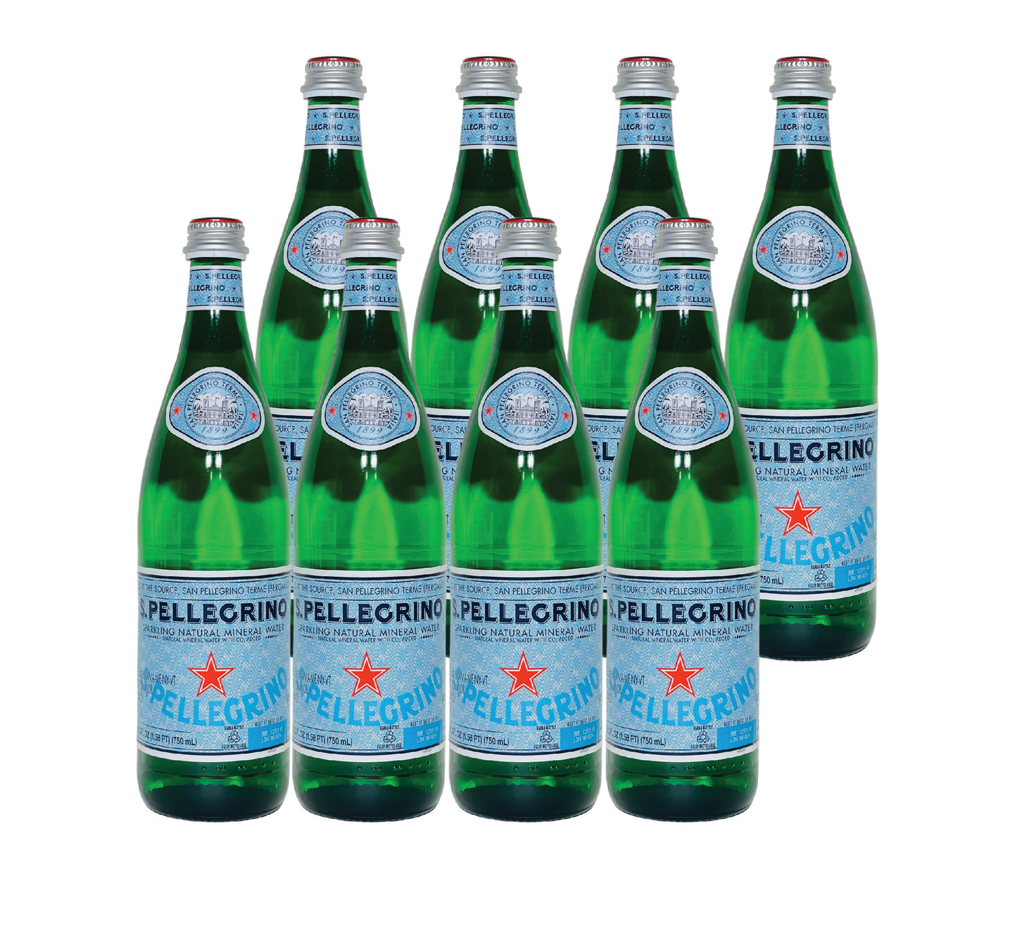 S. Pellegrino Sparkling Natural Mineral Water- 25.3 Fl oz (750mL) (8 Bottles)