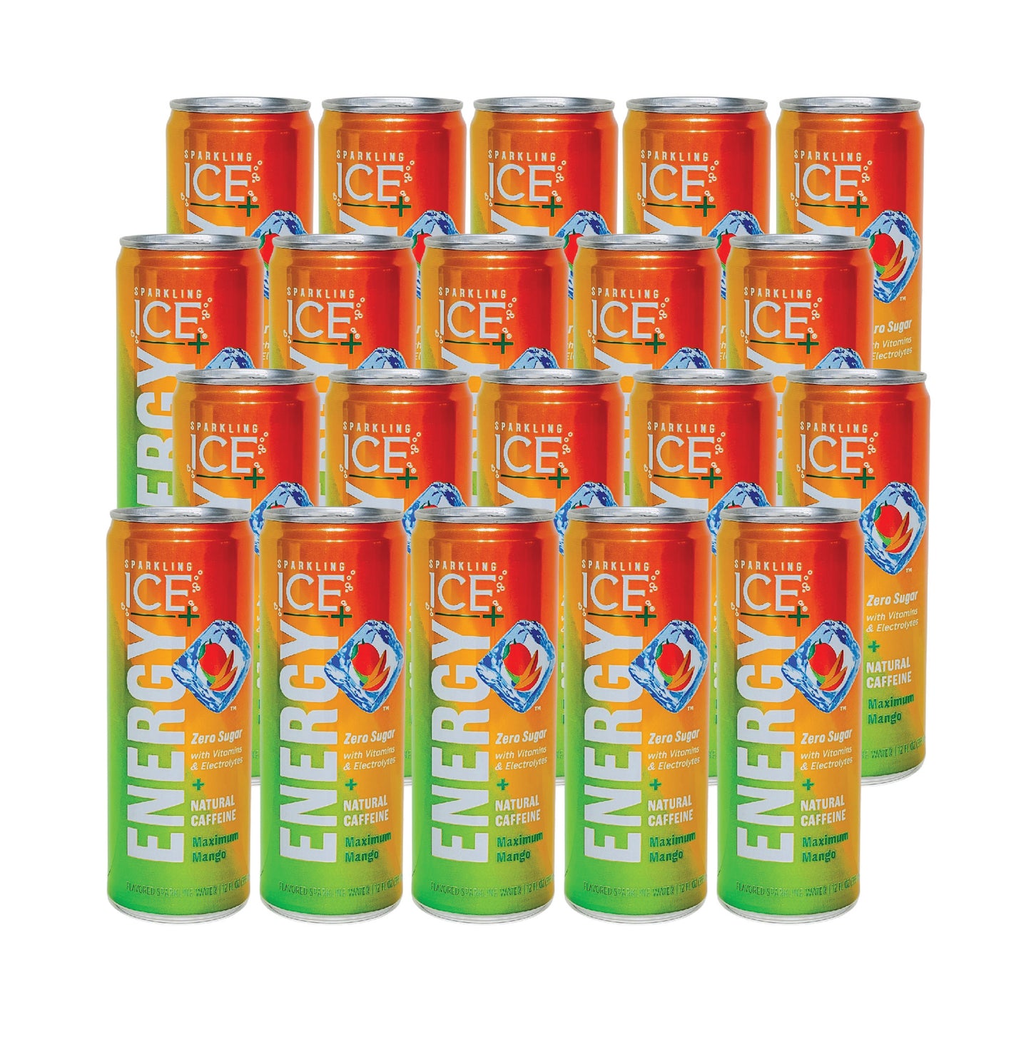 Sparkling ICE +Energy- Maximum Mango (12 Fl oz) (20 Cans)